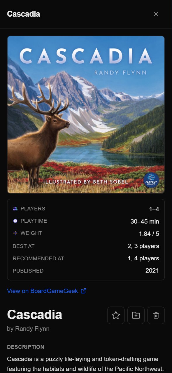 Cascadia's details: its cover art, designer, player count, playtime, weight and description from BoardGameGeek.